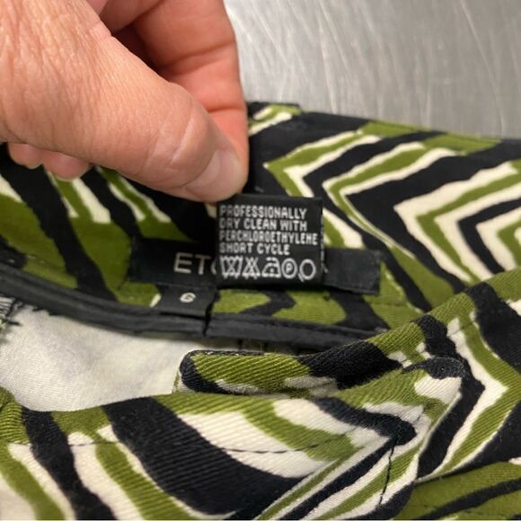 ETCETERA Chevron Print Olive Black Pencil Skirt - Picture 6 of 13